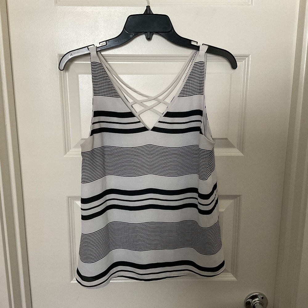 Express Black and White Striped Tank Top‎ - Size XS